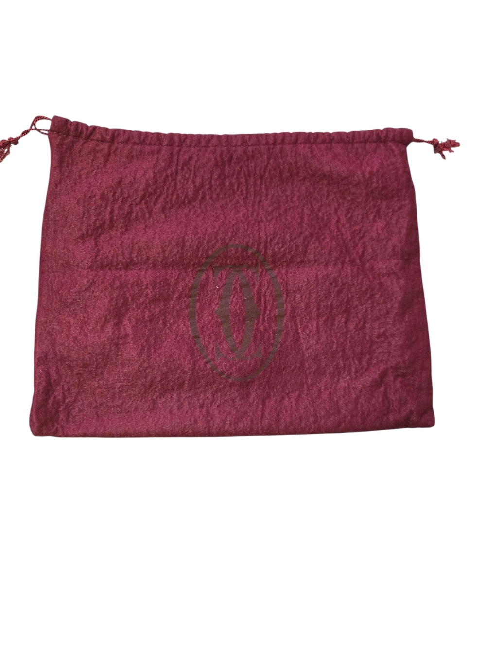 Cartier Burgundy Drawstring Dust Bag with Embossed Logo
